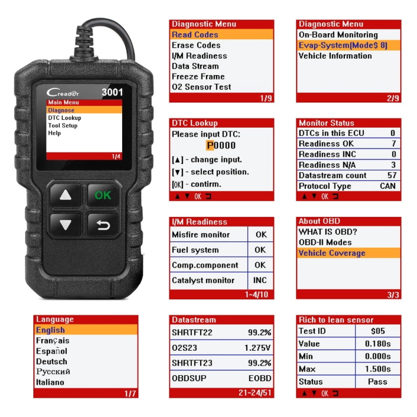 قم بتشغيل الماسح CReader 3001 OBD2